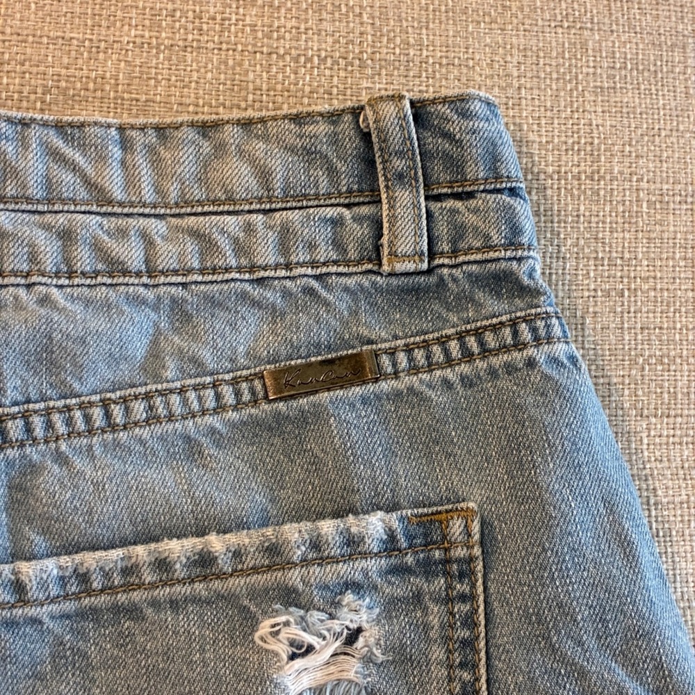 KanCan Distressed Denim Shorts Women 5/26 Blue High Rise Frayed Raw Hem KC8560NL - Picture 10 of 10